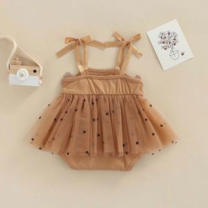 Tie up lace and tulle romper/dress